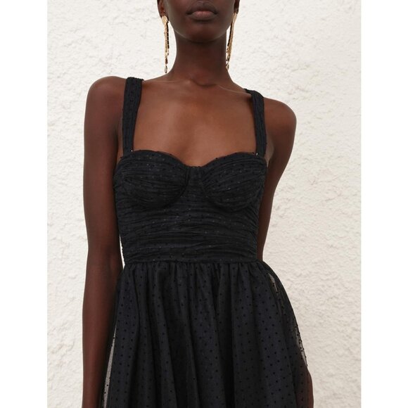 NWT Zimmermann Black Tulle Mesh Overlay Corset Maxi Dress Size 4 - Picture 9 of 13